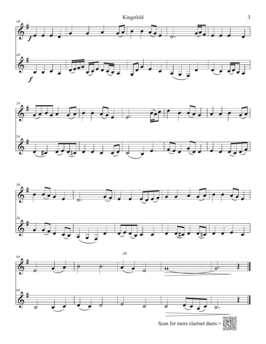 Kingsfold (Clarinet Duet) Clarinet Duet scores gallery preview page 3