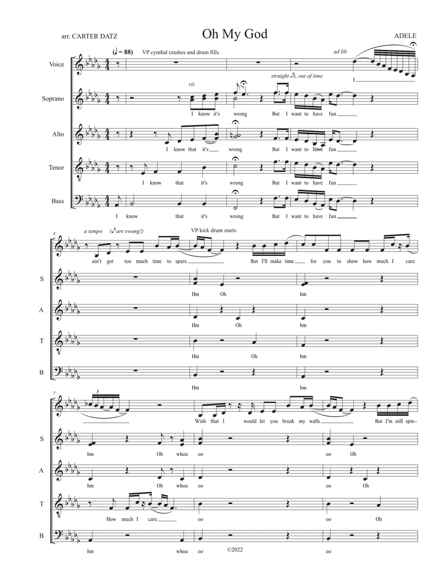 Oh My God Oh My God 4-Part scores gallery preview page 1