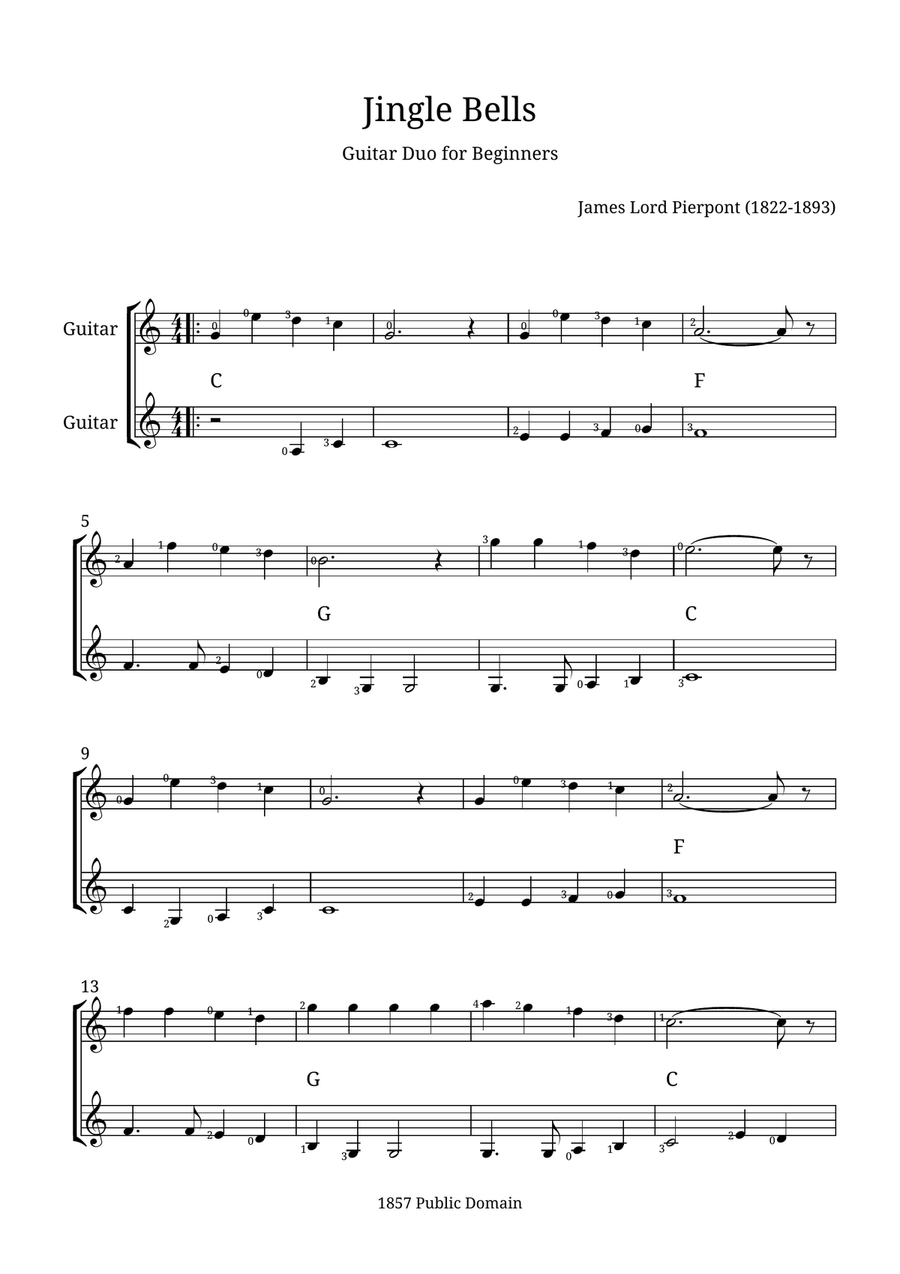 Jingle Bells Jingle Bells Acoustic Guitar scores gallery preview page 1