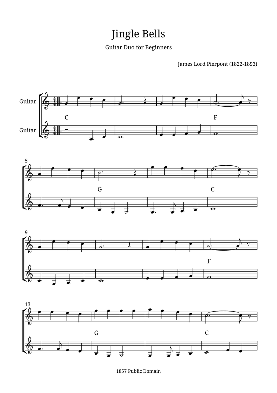 Jingle Bells Jingle Bells Acoustic Guitar scores gallery preview page 1