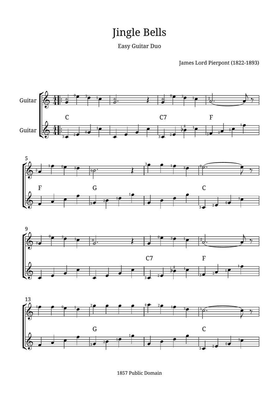 Jingle Bells Jingle Bells Acoustic Guitar scores gallery preview page 1