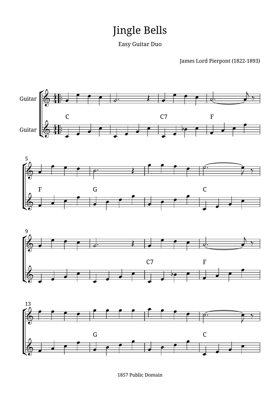 Jingle Bells Acoustic Guitar scores gallery preview page 1