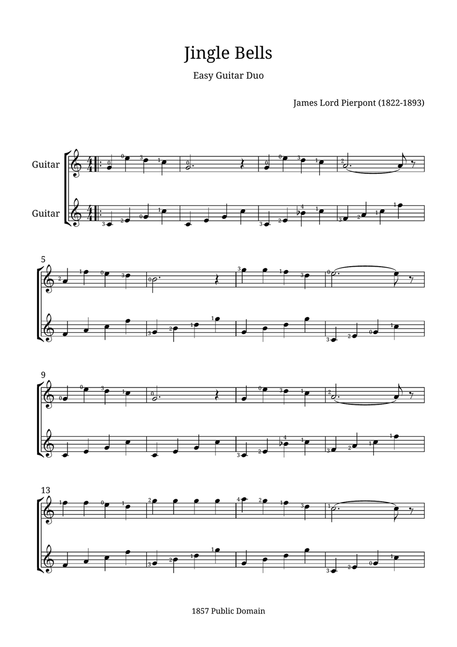 Jingle Bells Jingle Bells Acoustic Guitar scores gallery preview page 1