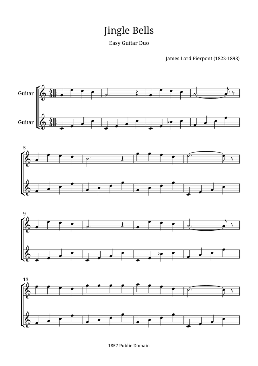 Jingle Bells Jingle Bells Acoustic Guitar scores gallery preview page 1