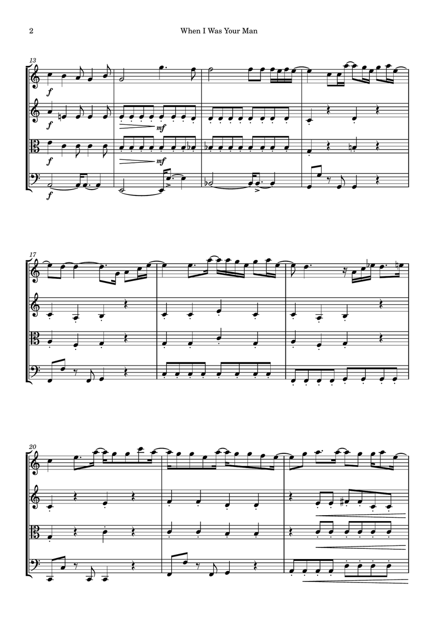 When I Was Your Man When I Was Your Man String Quartet scores gallery preview page 2
