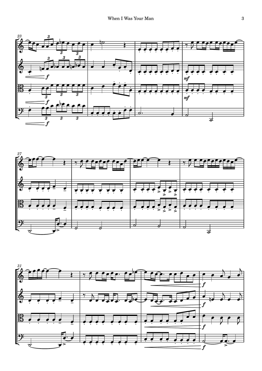 When I Was Your Man When I Was Your Man String Quartet scores gallery preview page 3