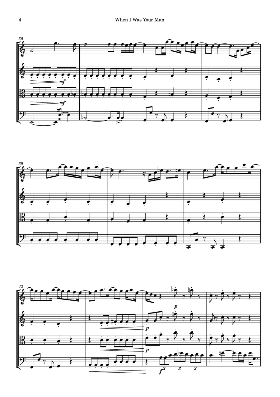 When I Was Your Man When I Was Your Man String Quartet scores gallery preview page 4