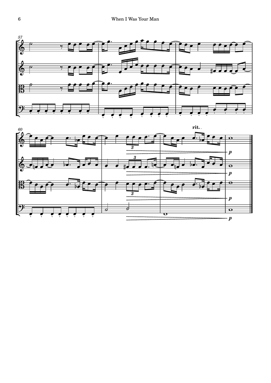 When I Was Your Man When I Was Your Man String Quartet scores gallery preview page 6