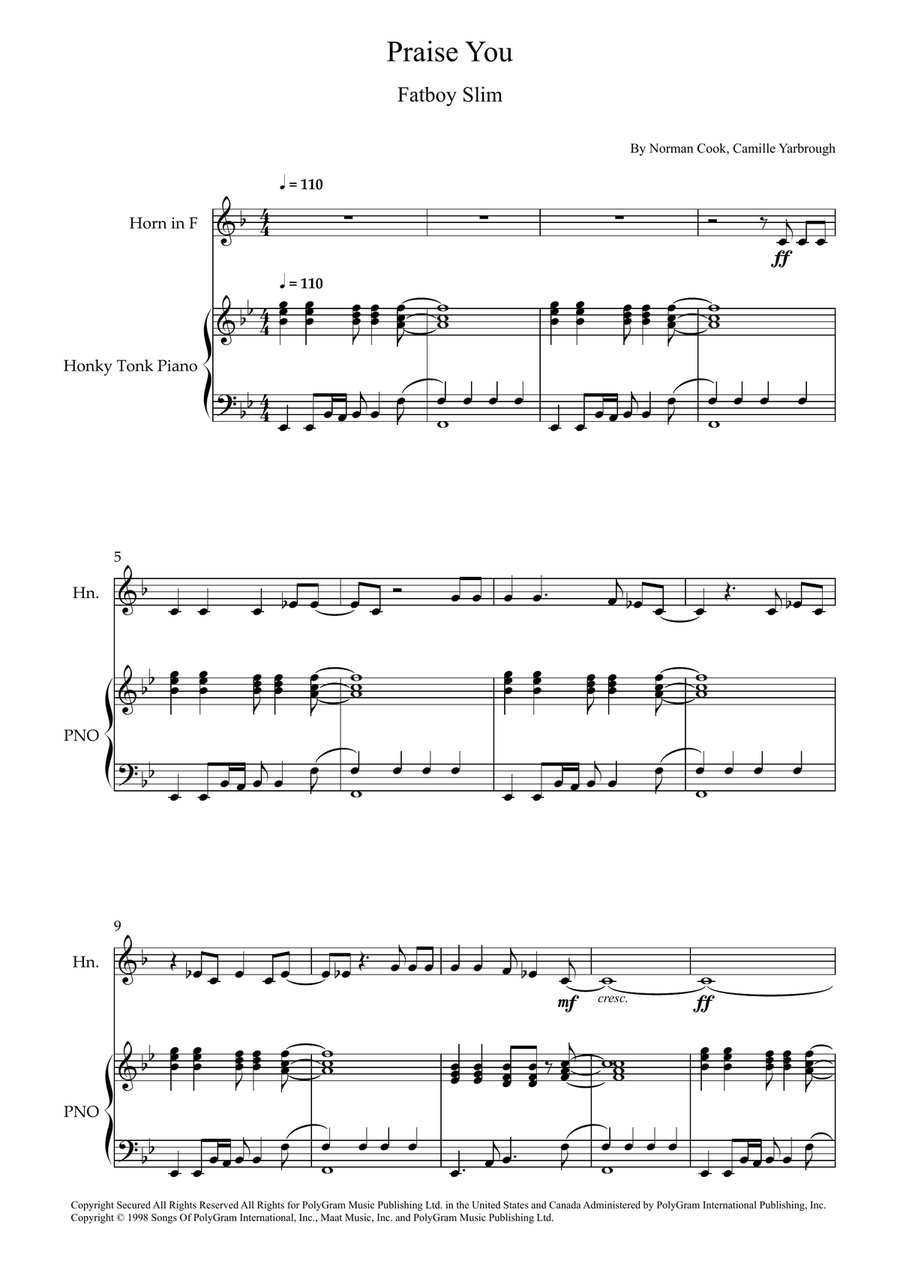 Praise You (Praise U) Praise You (Praise U) Piano scores gallery preview page 1
