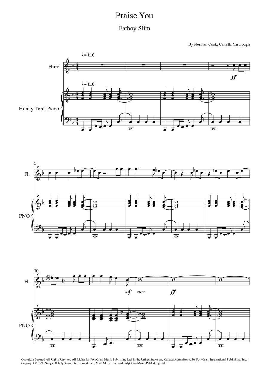 Praise You (Praise U) Praise You (Praise U) Flute Solo scores gallery preview page 1