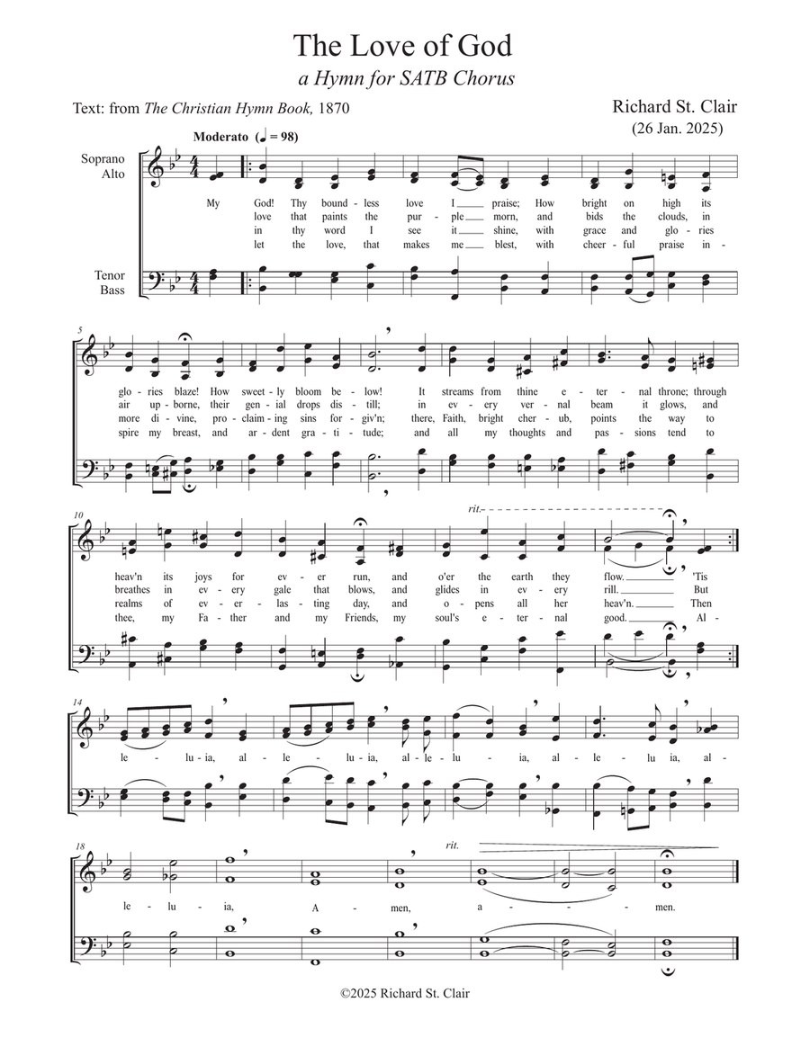 The Love of God - a Hymn for a Cappella Chorus 4-Part scores gallery preview page 1