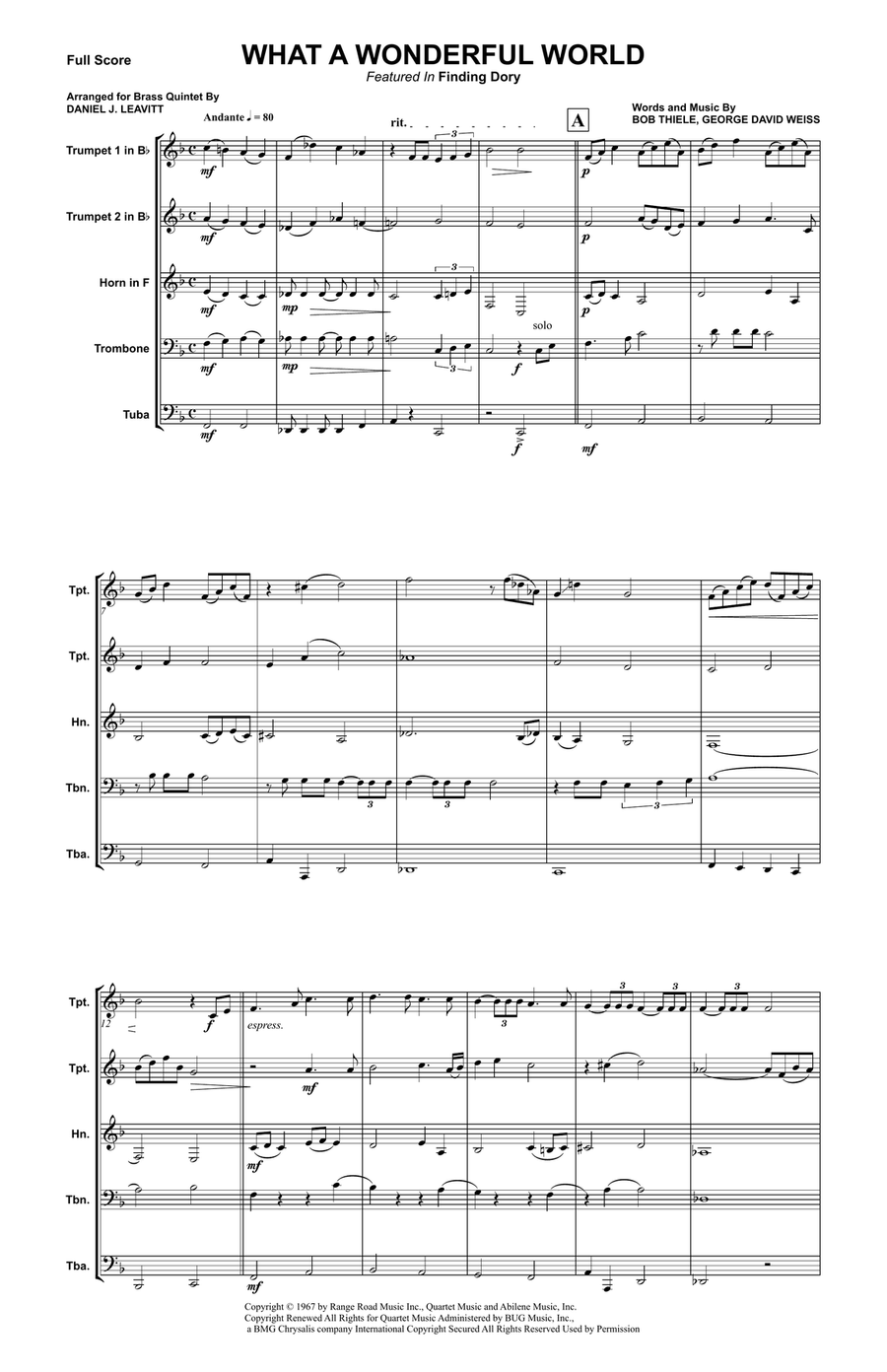 What A Wonderful World What A Wonderful World Brass Ensemble scores gallery preview page 1