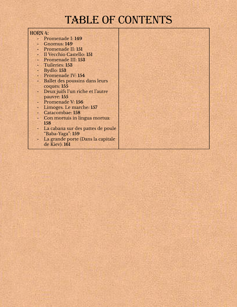 Pictures at an Exhibition, Arranged for F Horn Quartet French Horn Quartet scores gallery preview page 3