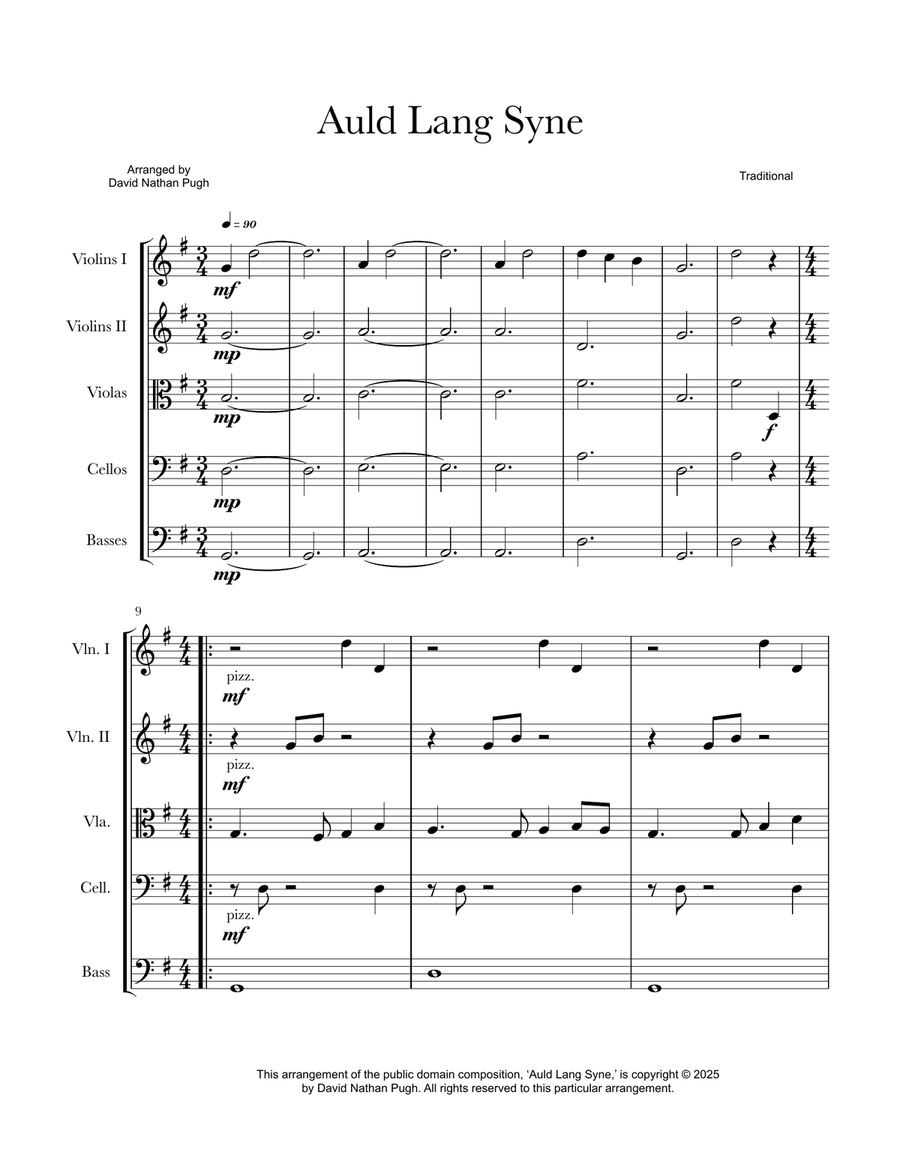 Auld Lang Syne String Orchestra scores gallery preview page 1