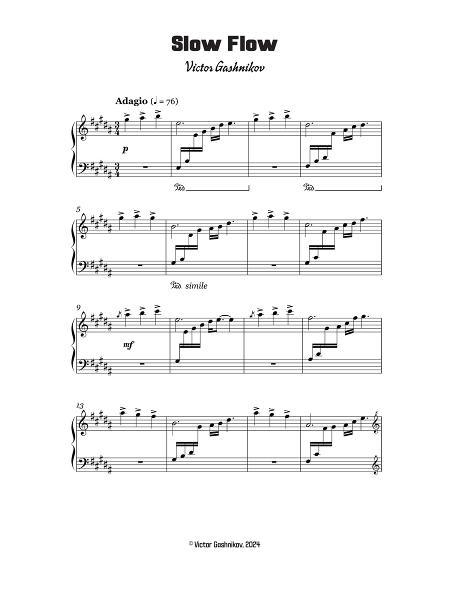 Slow Flow Slow Flow Piano Solo scores gallery preview page 1