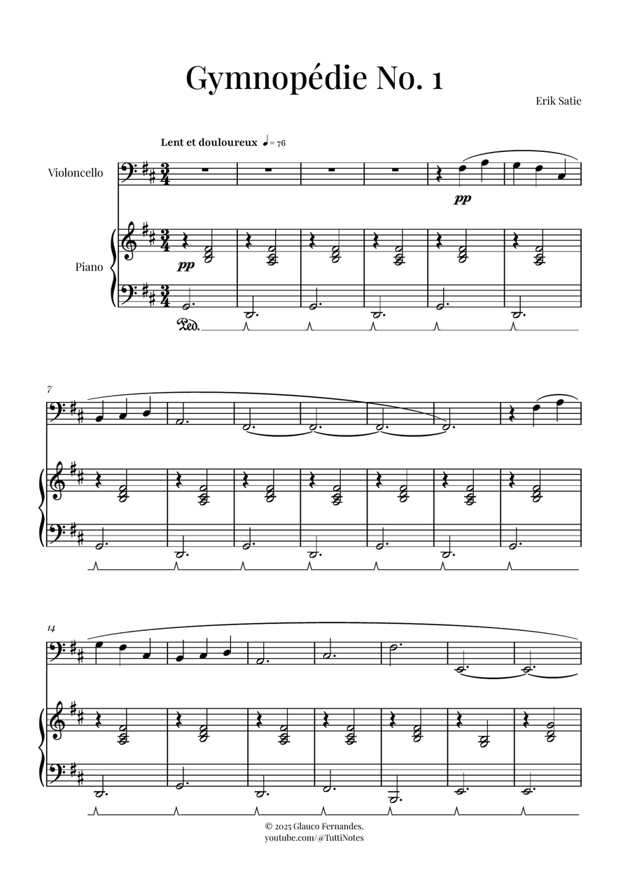 Gymnopédie No. 1 | BEAUTIFUL Classic Piano scores gallery preview page 1