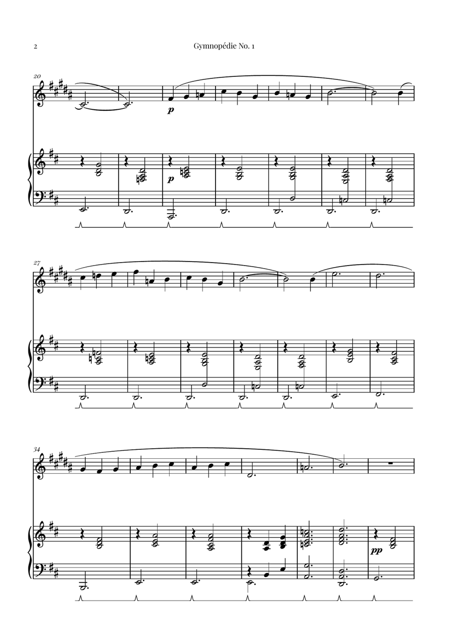 Gymnopédie No. 1 | BEAUTIFUL Classic Baritone Saxophone scores gallery preview page 2