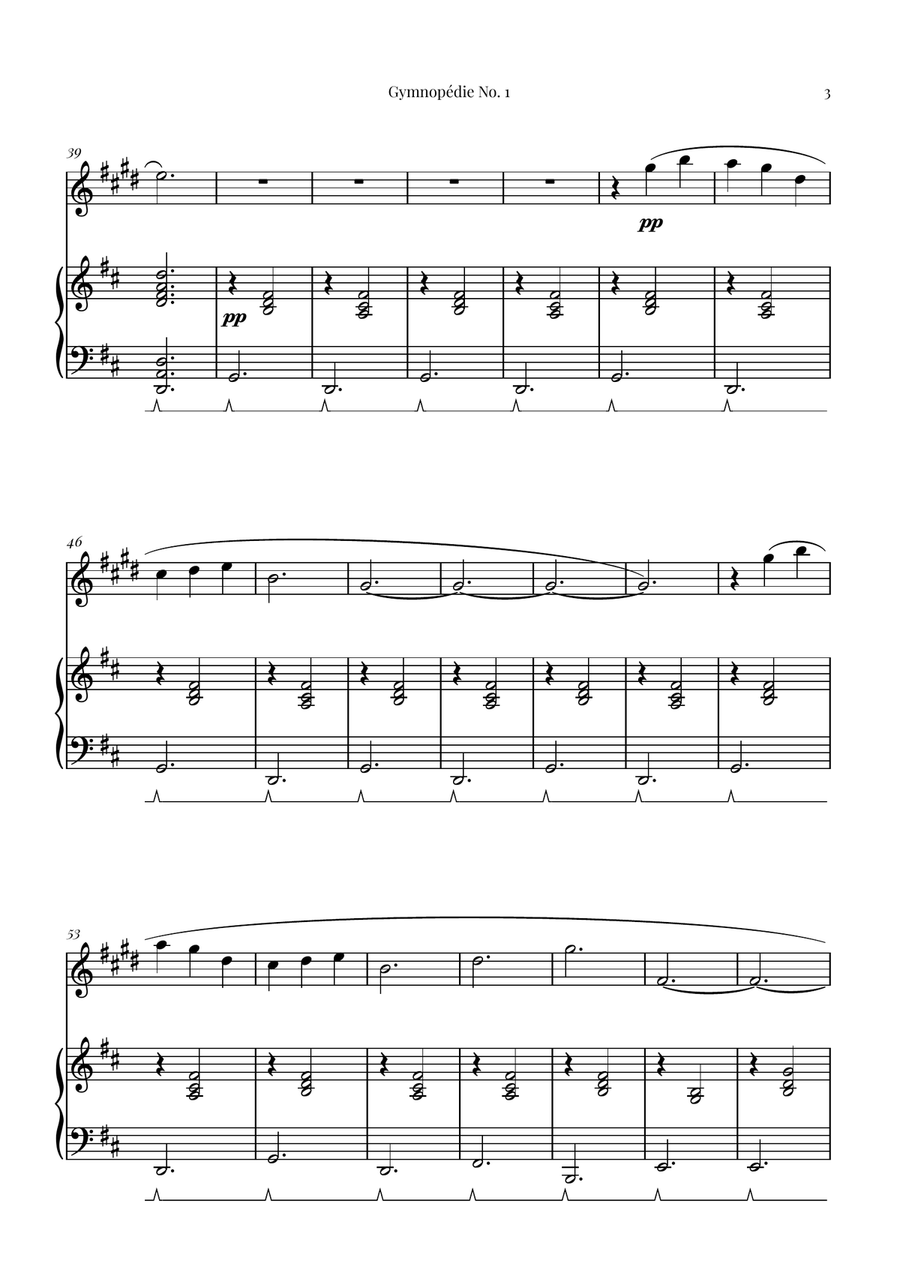 Gymnopédie No. 1 | BEAUTIFUL Classic B-Flat Trumpet scores gallery preview page 3