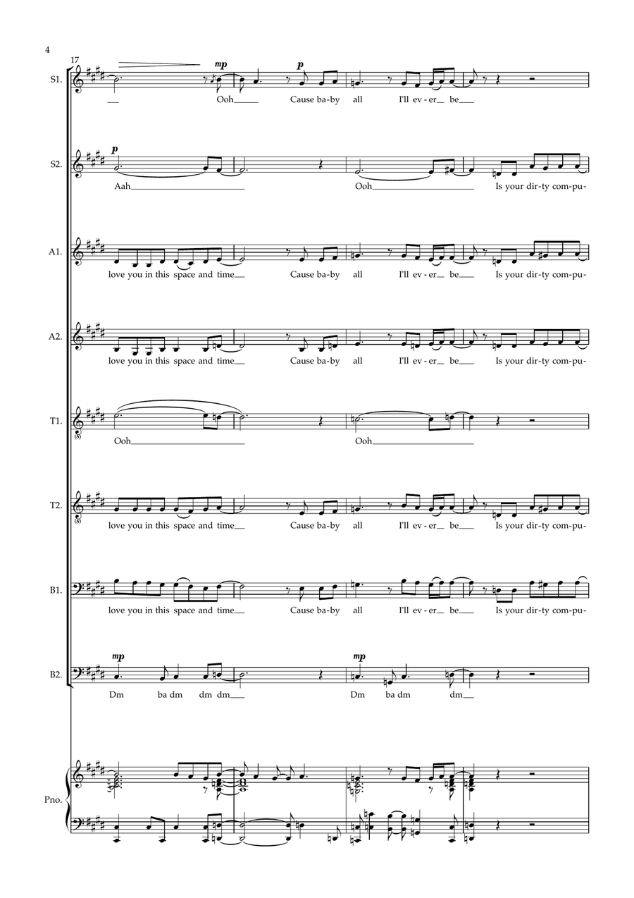 Dirty Computer (Feat. Brian Wilson) Divisi scores gallery preview page 4