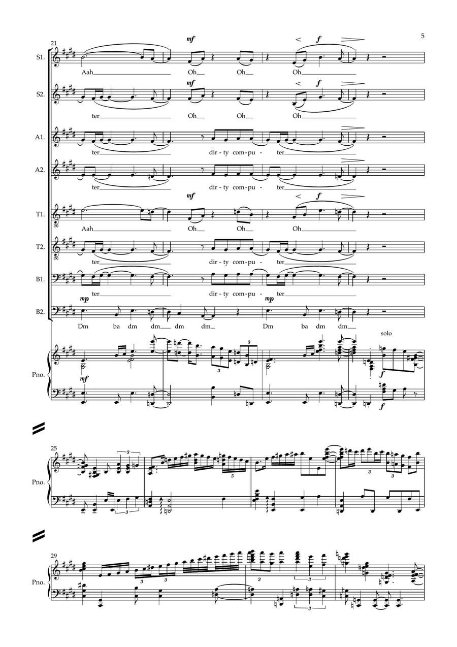 Dirty Computer (Feat. Brian Wilson) Divisi scores gallery preview page 5