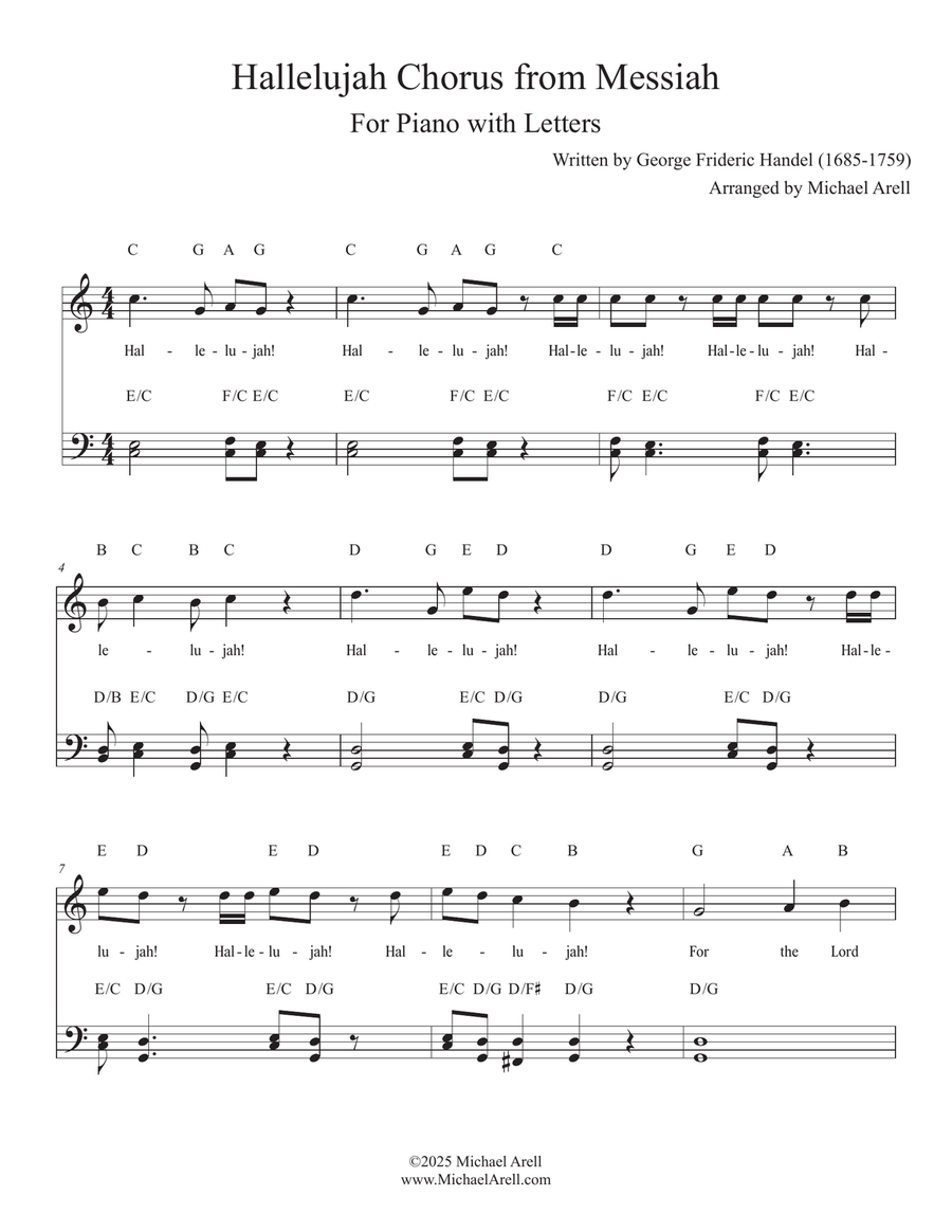 Handel's Hallelujah Chorus from Messiah Piano, Vocal scores gallery preview page 1