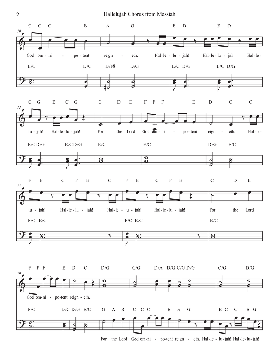 Handel's Hallelujah Chorus from Messiah Piano, Vocal scores gallery preview page 2