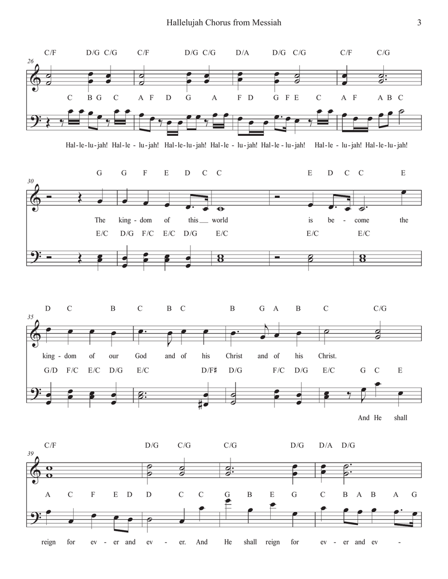 Handel's Hallelujah Chorus from Messiah Piano, Vocal scores gallery preview page 3