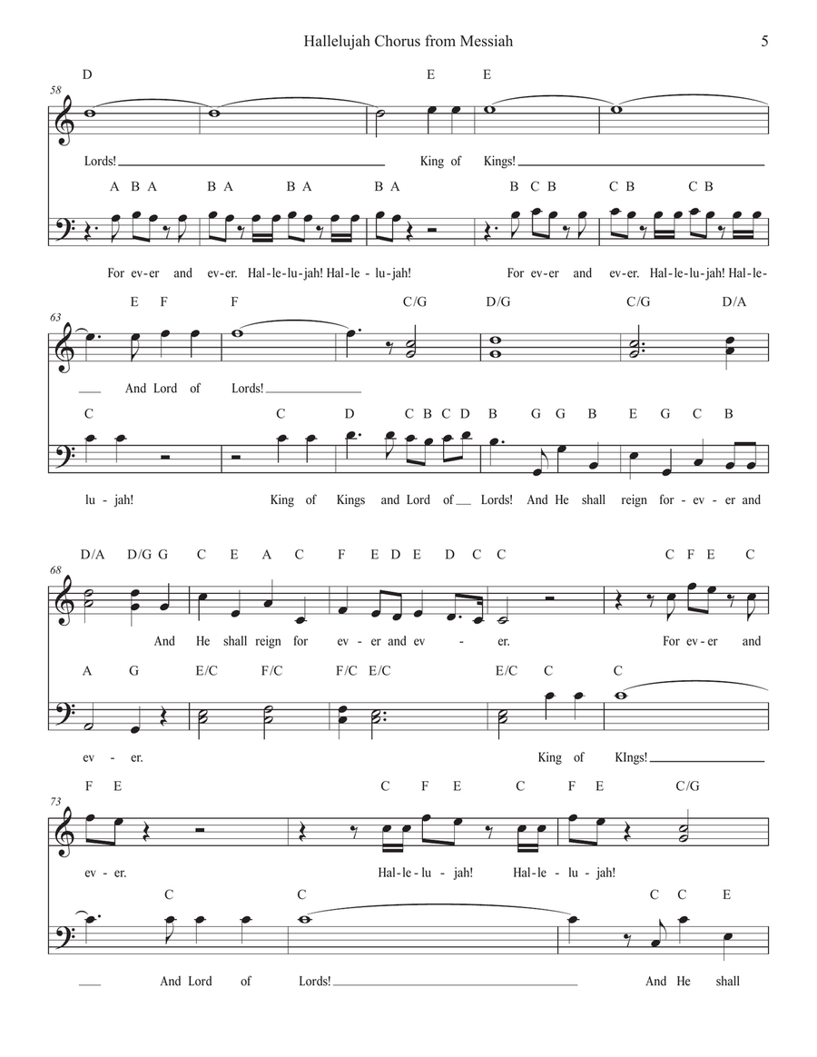 Handel's Hallelujah Chorus from Messiah Piano, Vocal scores gallery preview page 5