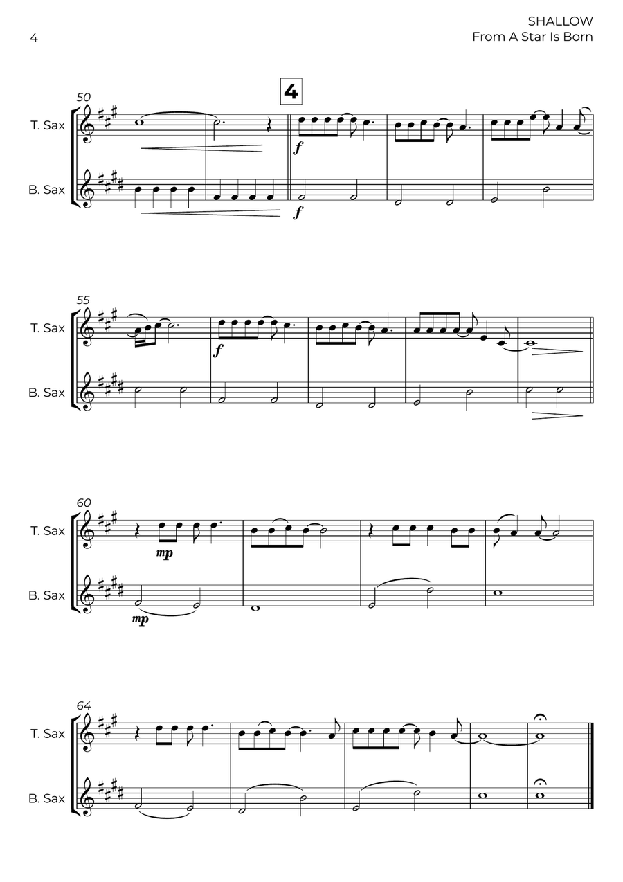 Shallow Shallow Tenor Saxophone scores gallery preview page 4
