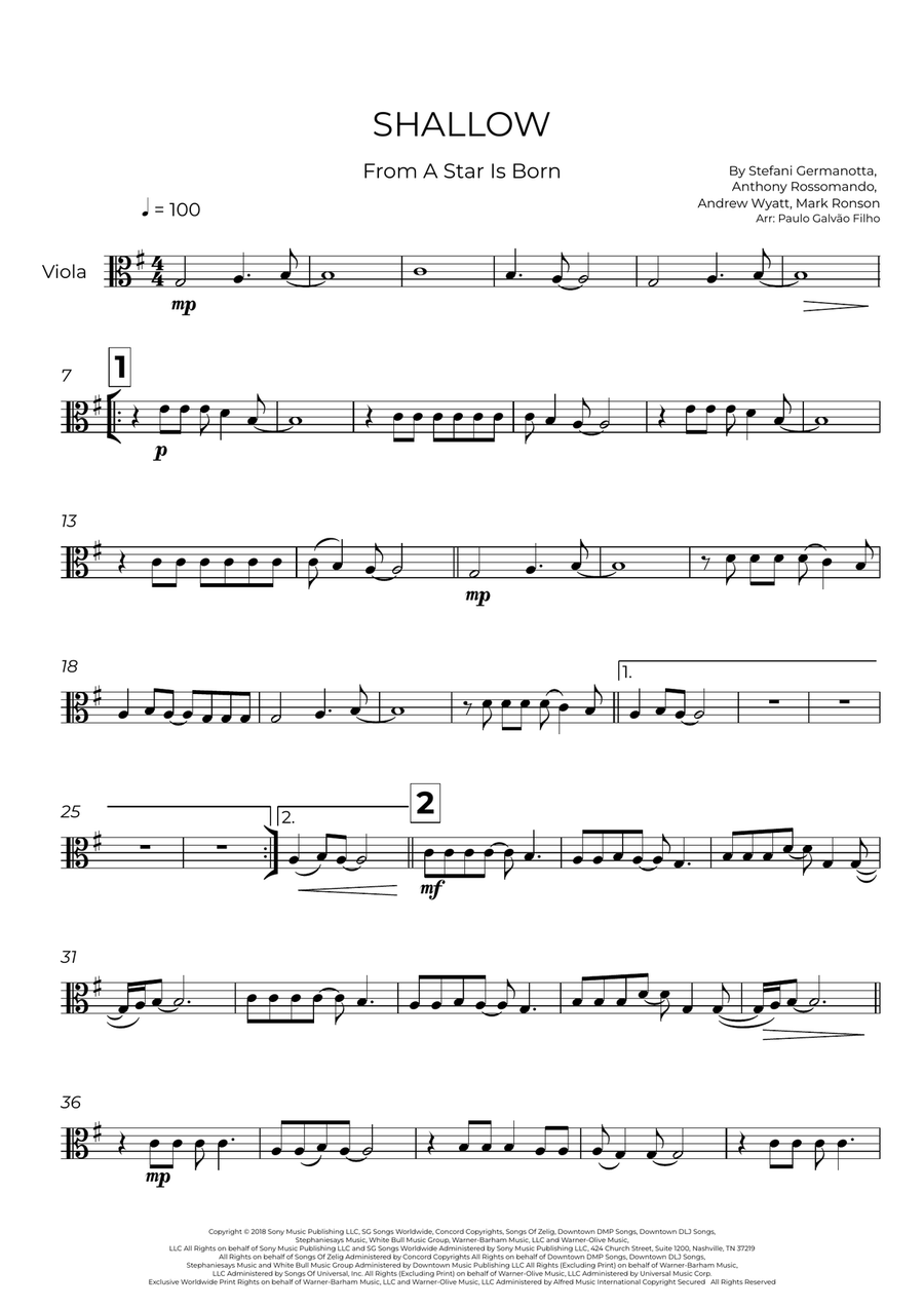 Shallow Shallow Viola Solo scores gallery preview page 2
