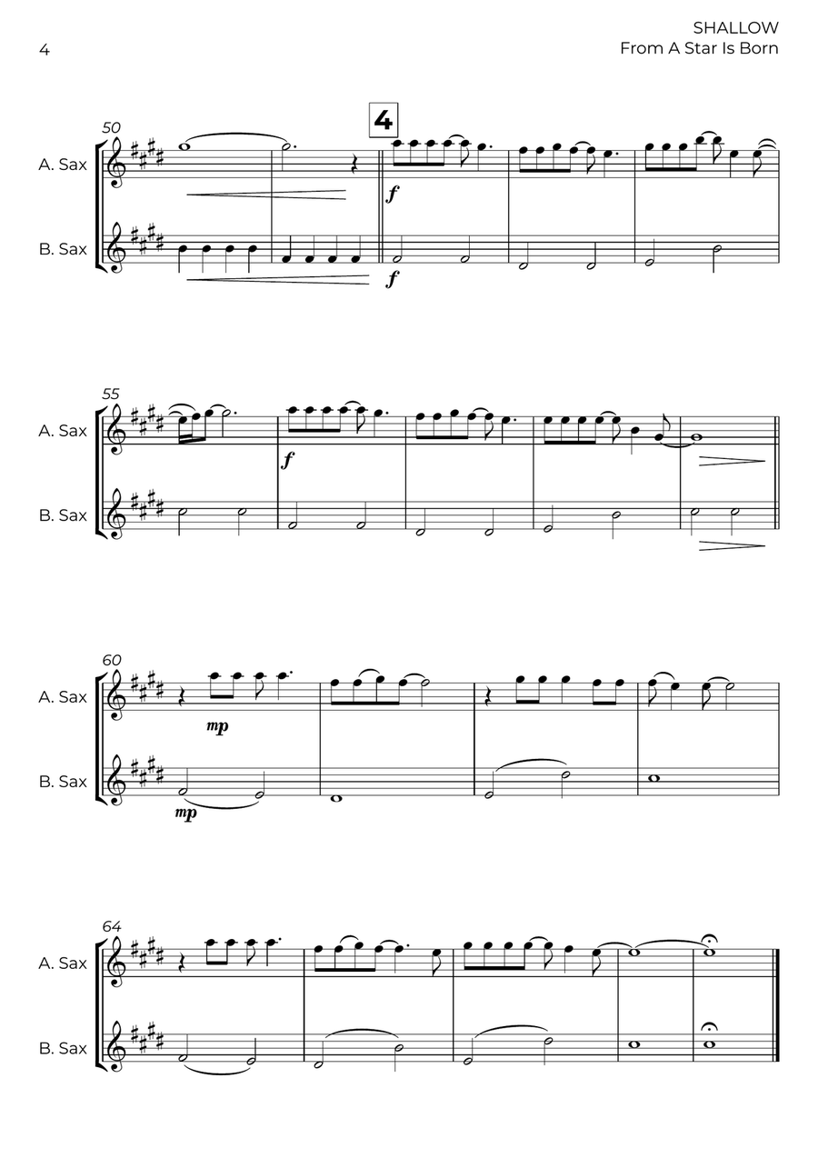 Shallow Shallow Baritone Saxophone scores gallery preview page 4