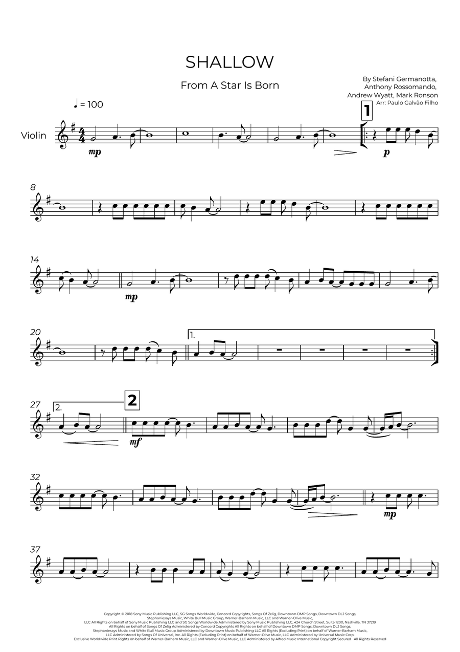 Shallow Shallow Violin Solo scores gallery preview page 2