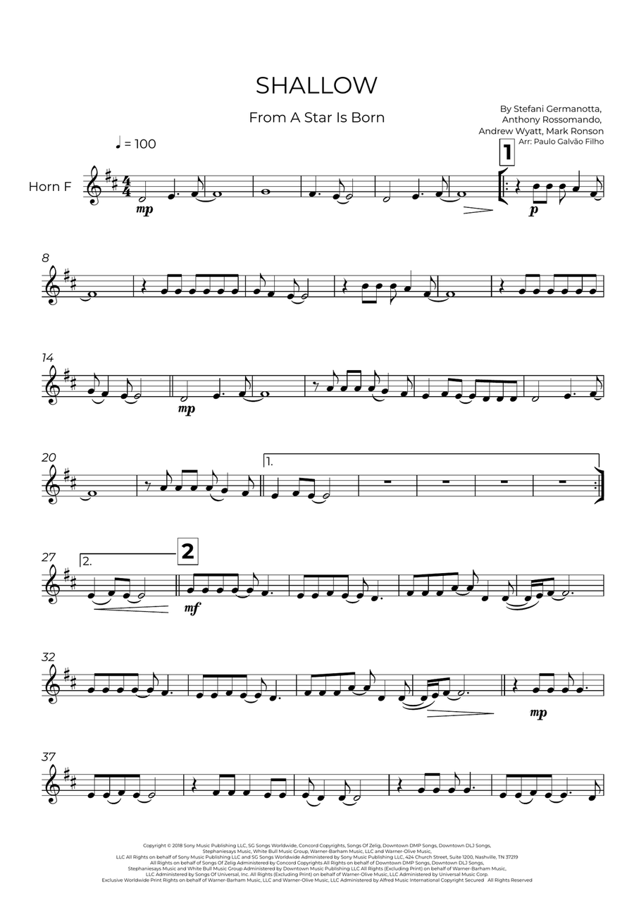 Shallow Shallow Horn Solo scores gallery preview page 2