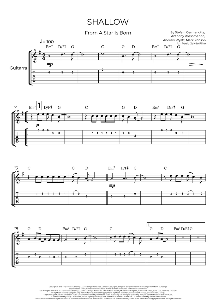 Shallow Shallow Acoustic Guitar scores gallery preview page 2