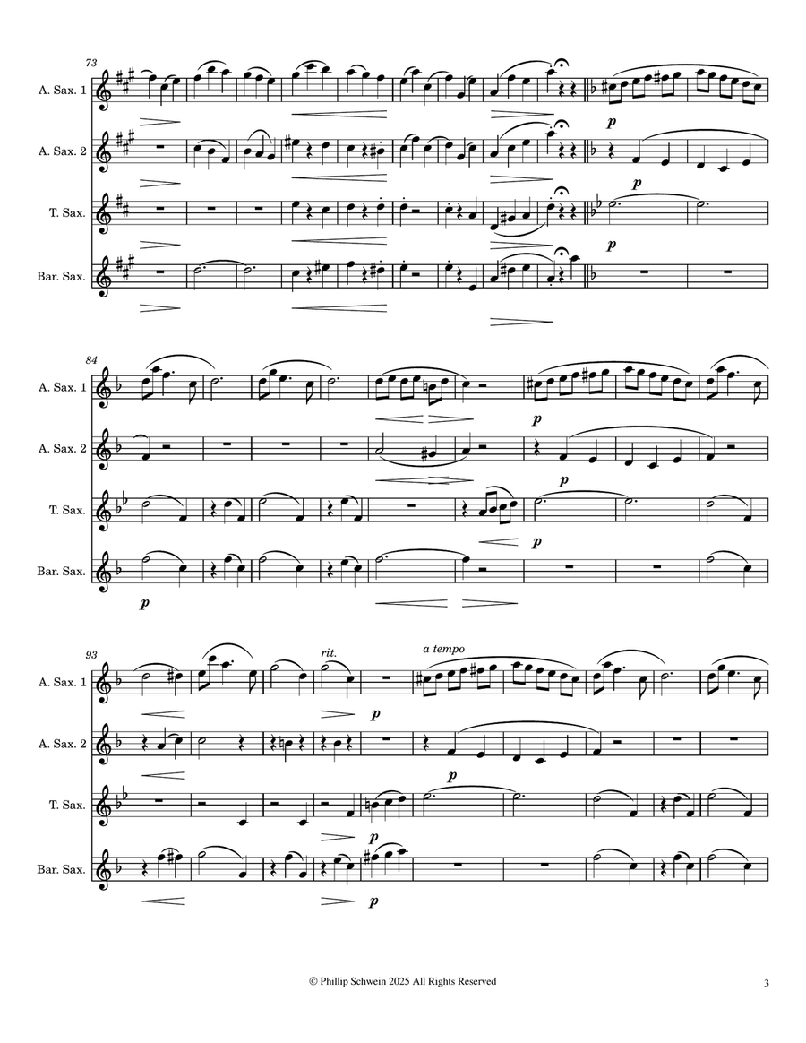 Petite Valse Op. 26 for Saxophone Quartet Saxophone Quartet scores gallery preview page 3