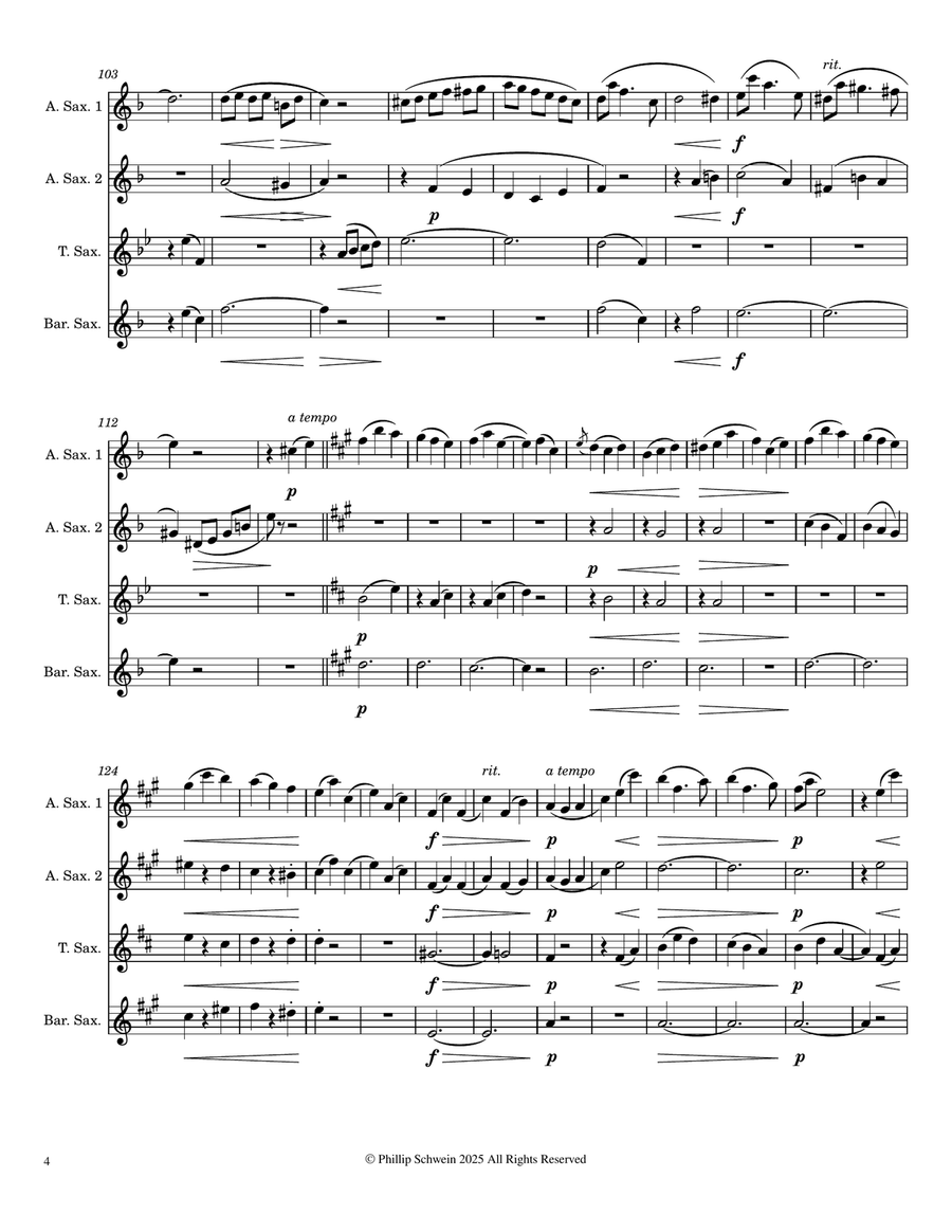 Petite Valse Op. 26 for Saxophone Quartet Saxophone Quartet scores gallery preview page 4