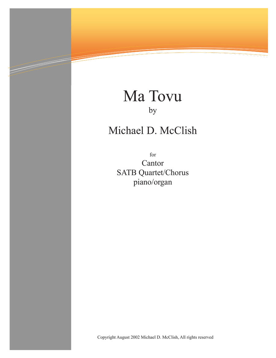 Ma Tovu (How Beautiful are thy tents o Jacob) 4-Part scores gallery preview page 1