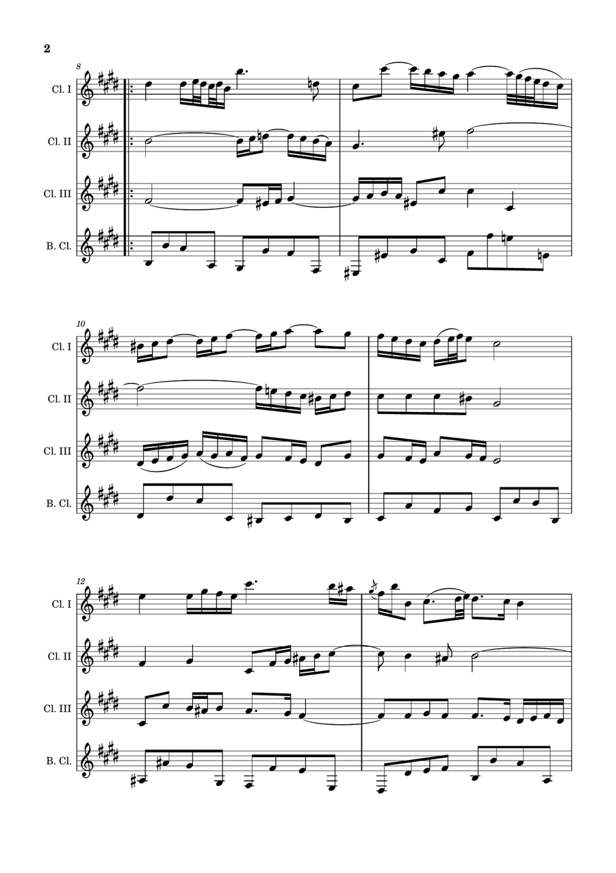 Air on the G String. For Clarinet Quartet. Score and Parts Woodwind Ensemble scores gallery preview page 2