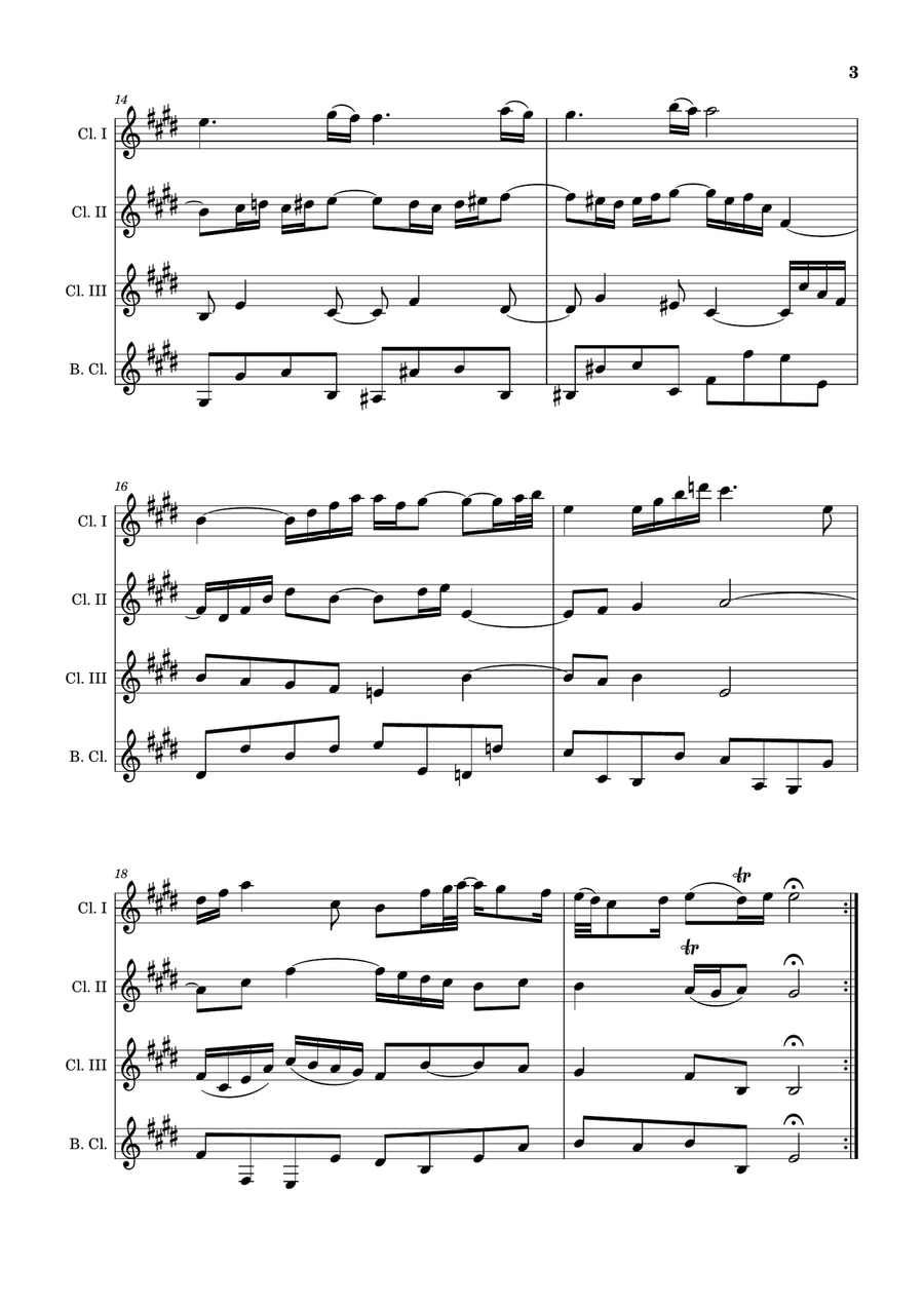 Air on the G String. For Clarinet Quartet. Score and Parts Woodwind Ensemble scores gallery preview page 3
