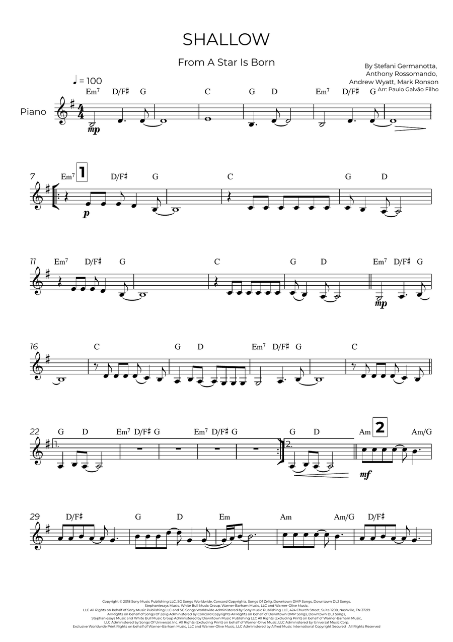 Shallow Shallow Piano scores gallery preview page 2