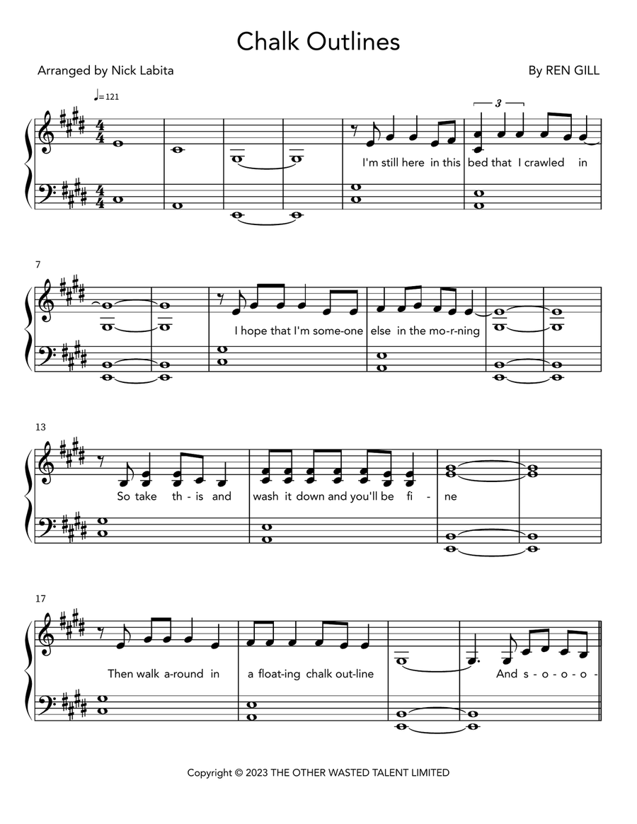 Chalk Outlines Chalk Outlines Piano scores gallery preview page 1