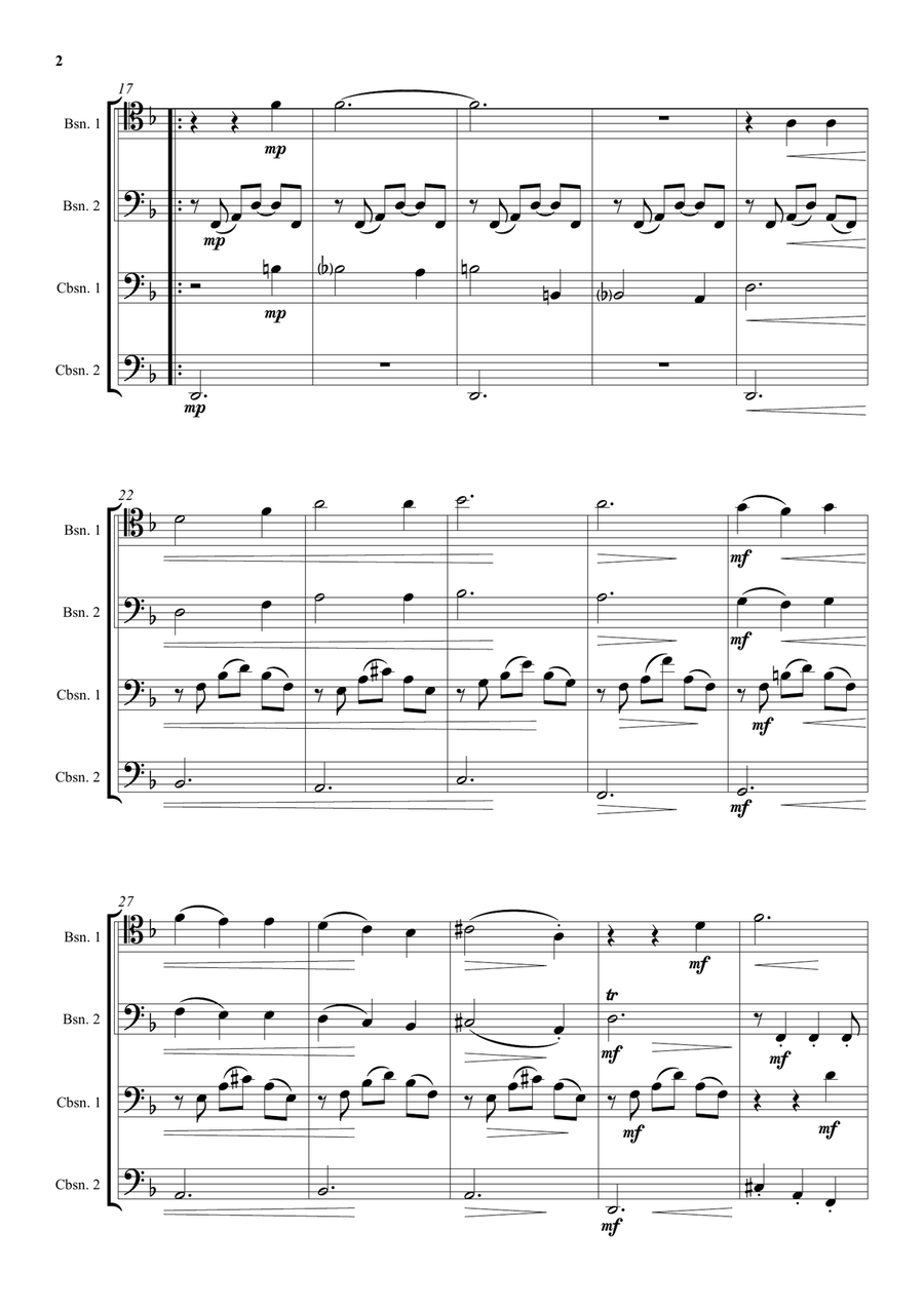 Feuer und Wasser (Fire and Water) for 2 bassoons and 2 contrabassoons by David Warin Solomons Woodwind Ensemble - Digital Sheet Music page 2