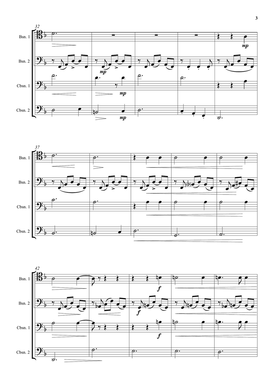 Feuer und Wasser (Fire and Water) for 2 bassoons and 2 contrabassoons by David Warin Solomons Woodwind Ensemble - Digital Sheet Music page 3