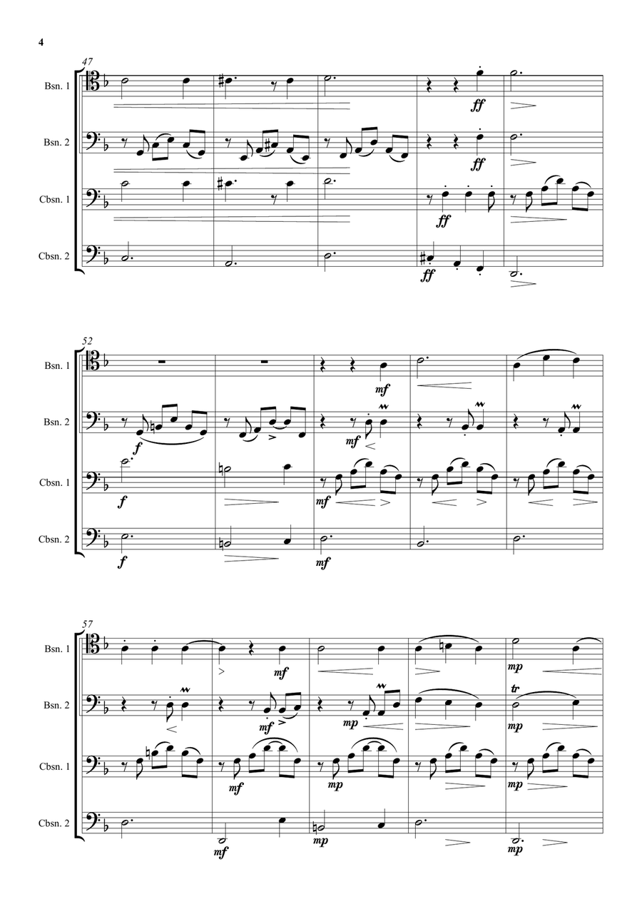 Feuer und Wasser (Fire and Water) for 2 bassoons and 2 contrabassoons by David Warin Solomons Woodwind Ensemble - Digital Sheet Music page 4