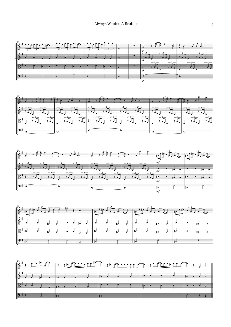 I Always Wanted A Brother String Quartet scores gallery preview page 3