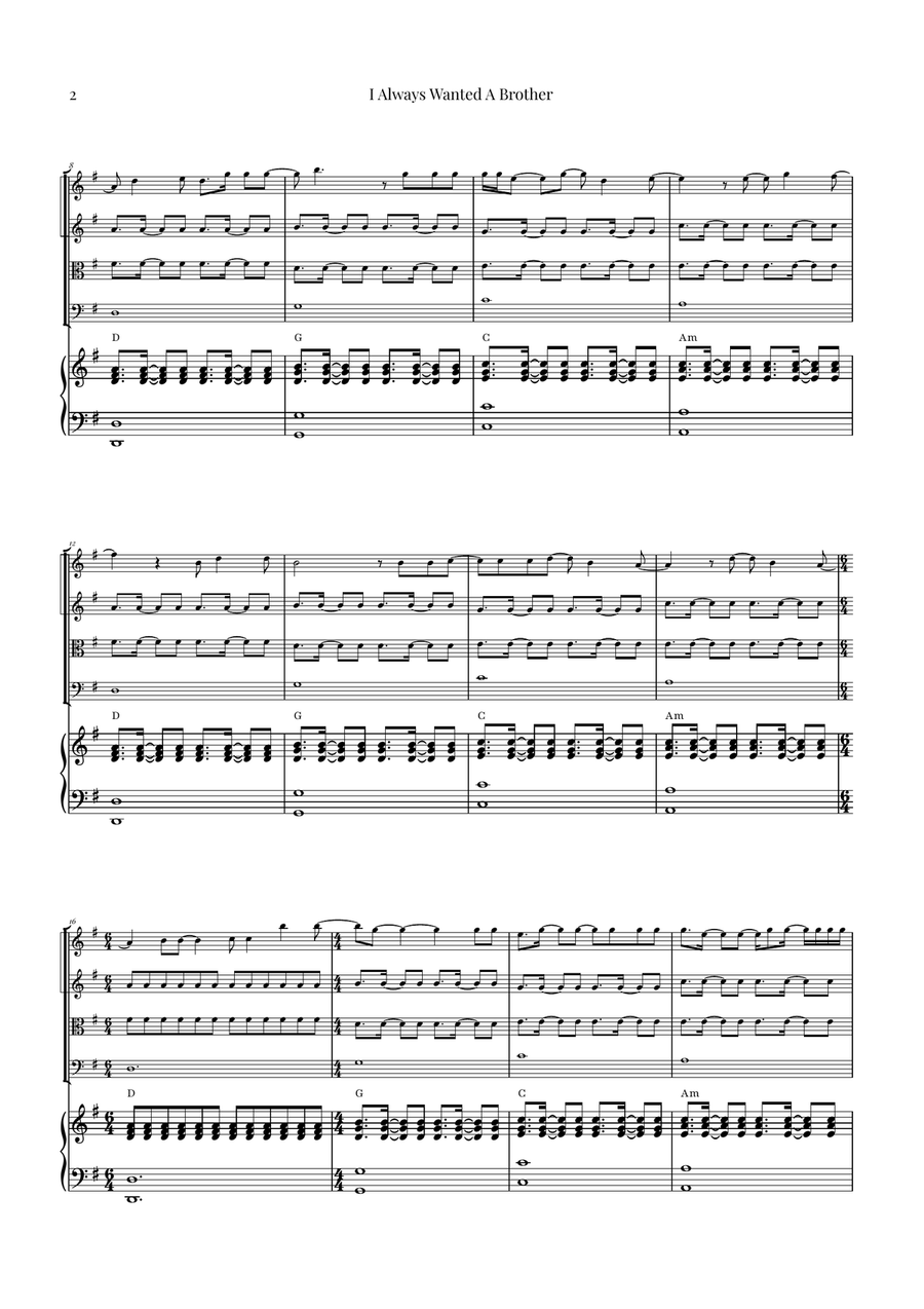 I Always Wanted A Brother String Quartet scores gallery preview page 2