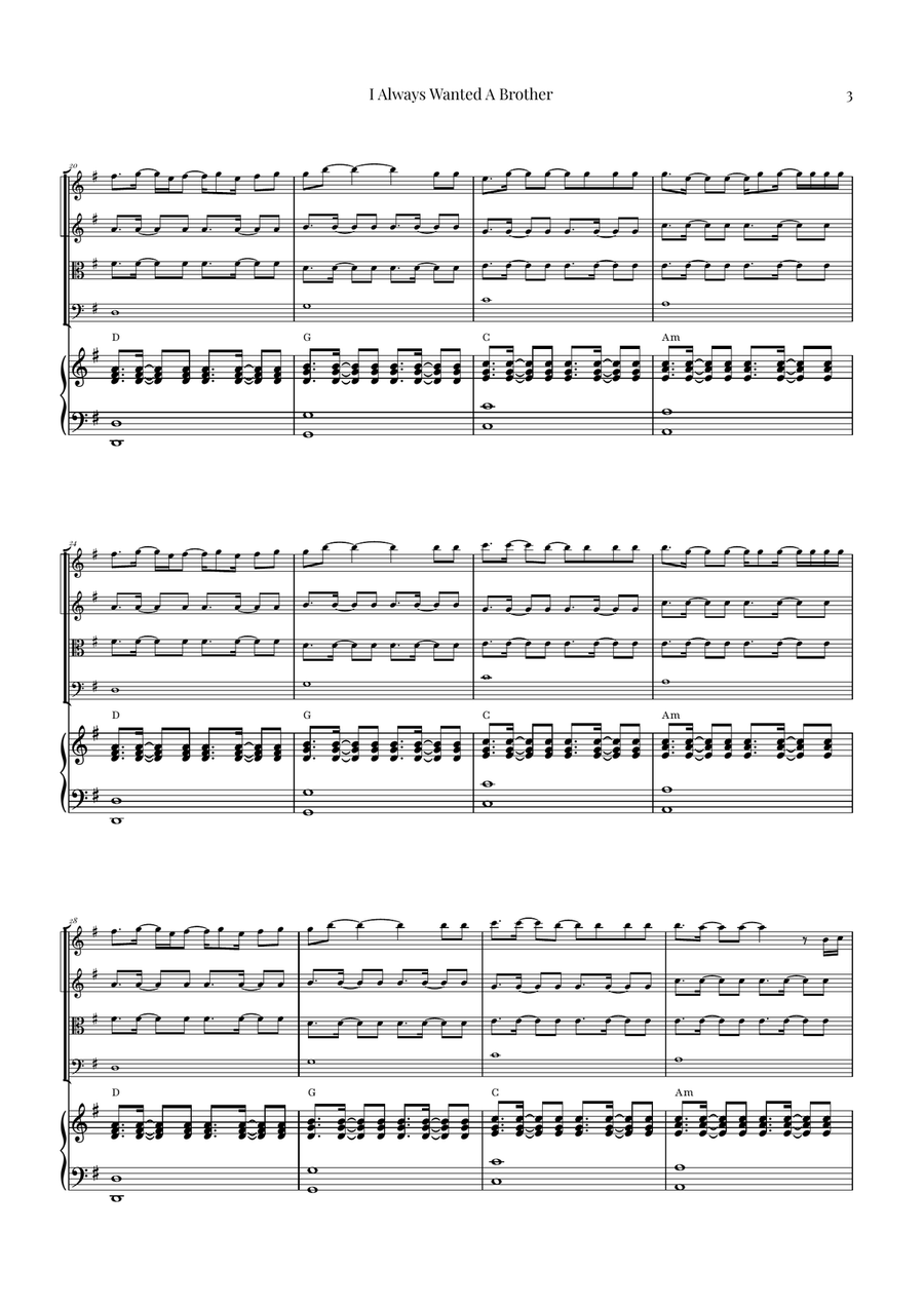 I Always Wanted A Brother String Quartet scores gallery preview page 3