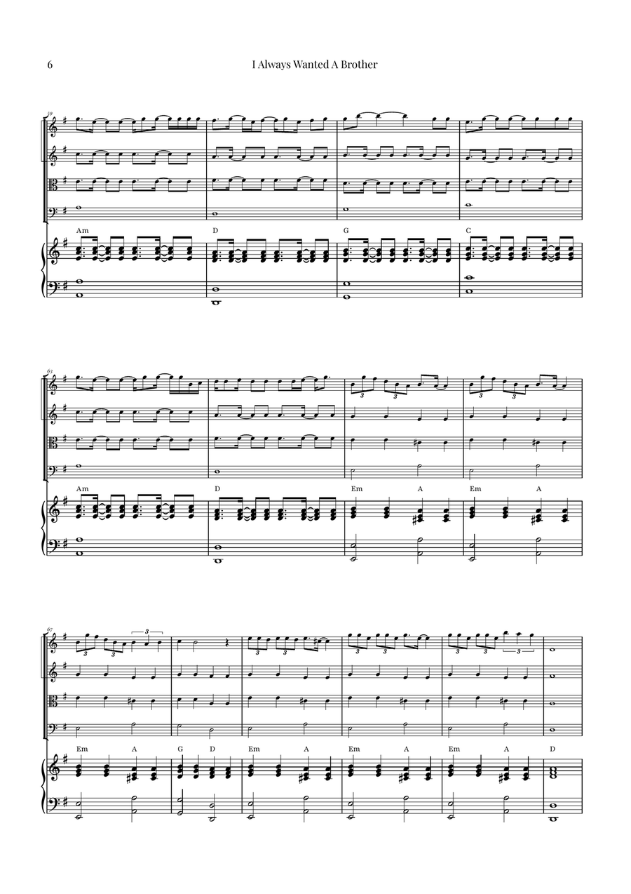 I Always Wanted A Brother String Quartet scores gallery preview page 6