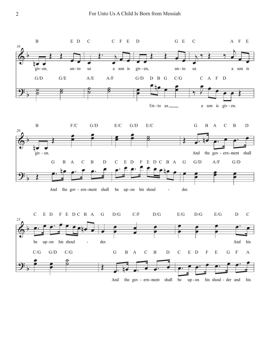 For Unto Us A Child Is Born from Handel's Messiah Piano, Vocal scores gallery preview page 2