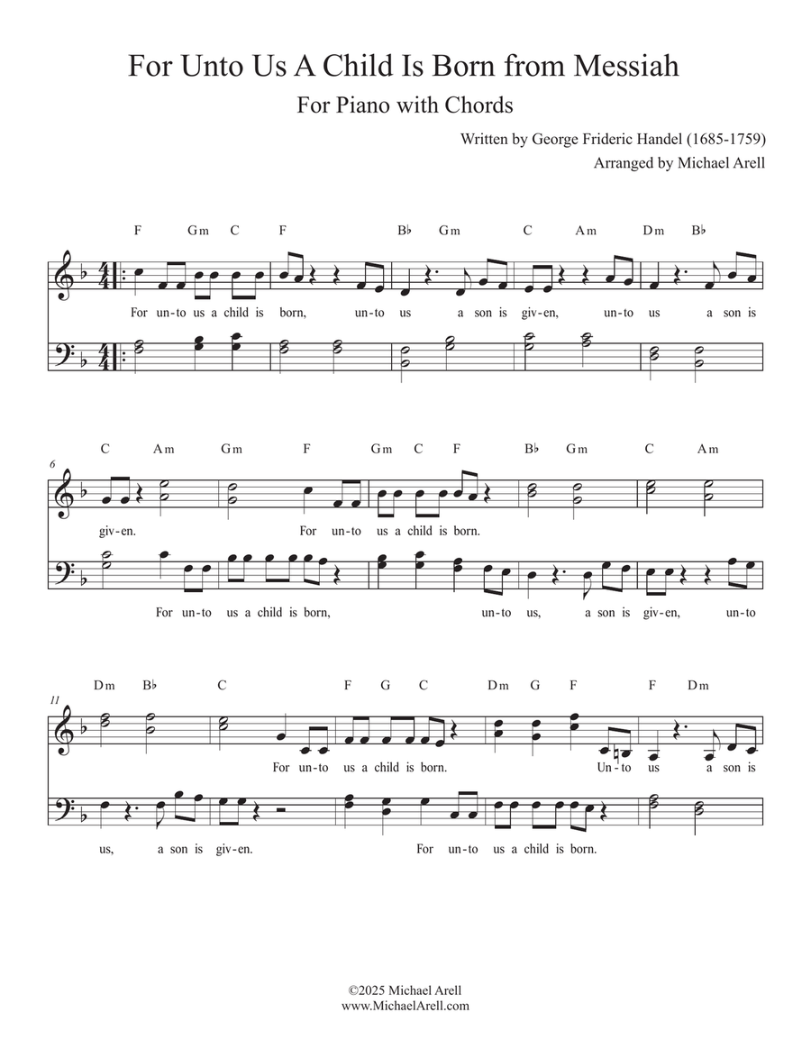 For Unto Us A Child Is Born from Handel's Messiah Piano, Vocal scores gallery preview page 4